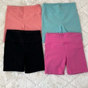 Girls Bike Shorts Bundle Size 7 | 4-Pack Cotton Stretch Shorts Pink Black Teal